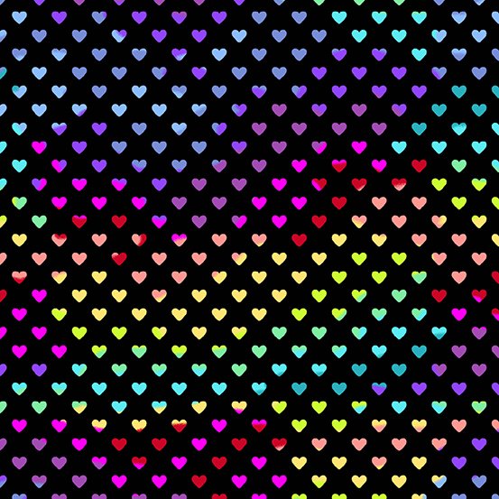 Andover Hearts A-9793-K Midnight Rainbow