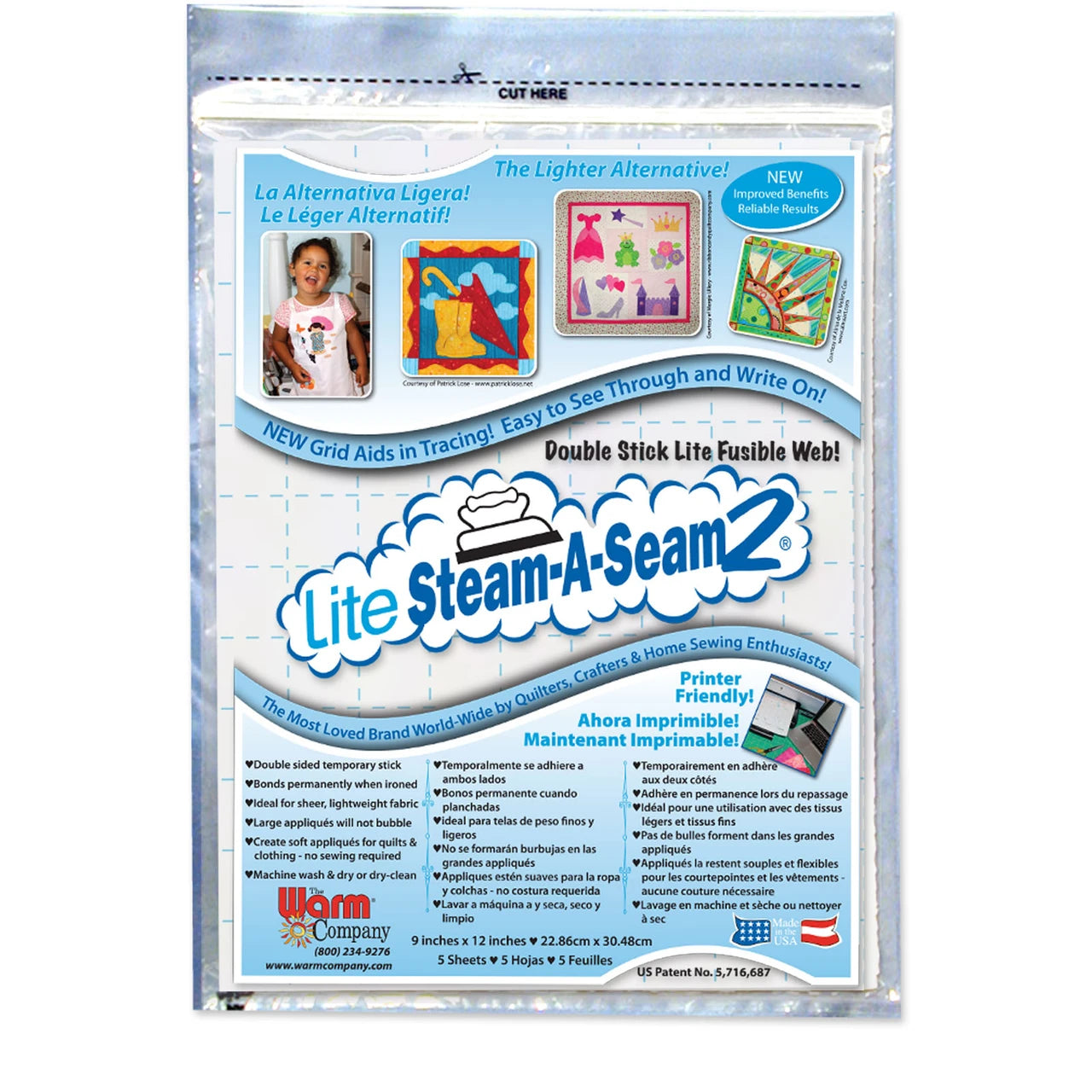 B1012 Steam-A-Seam 2 LITE:  9IN x 12IN Sheets WAC5417