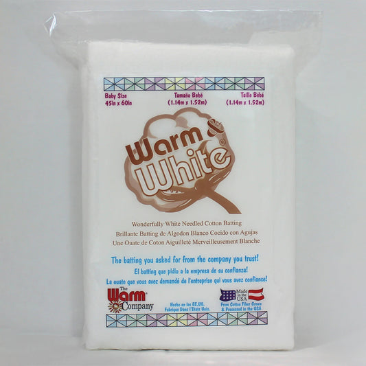 B1014 Batting Warm Company Warm & White Cotton Baby Size 45" x 60"