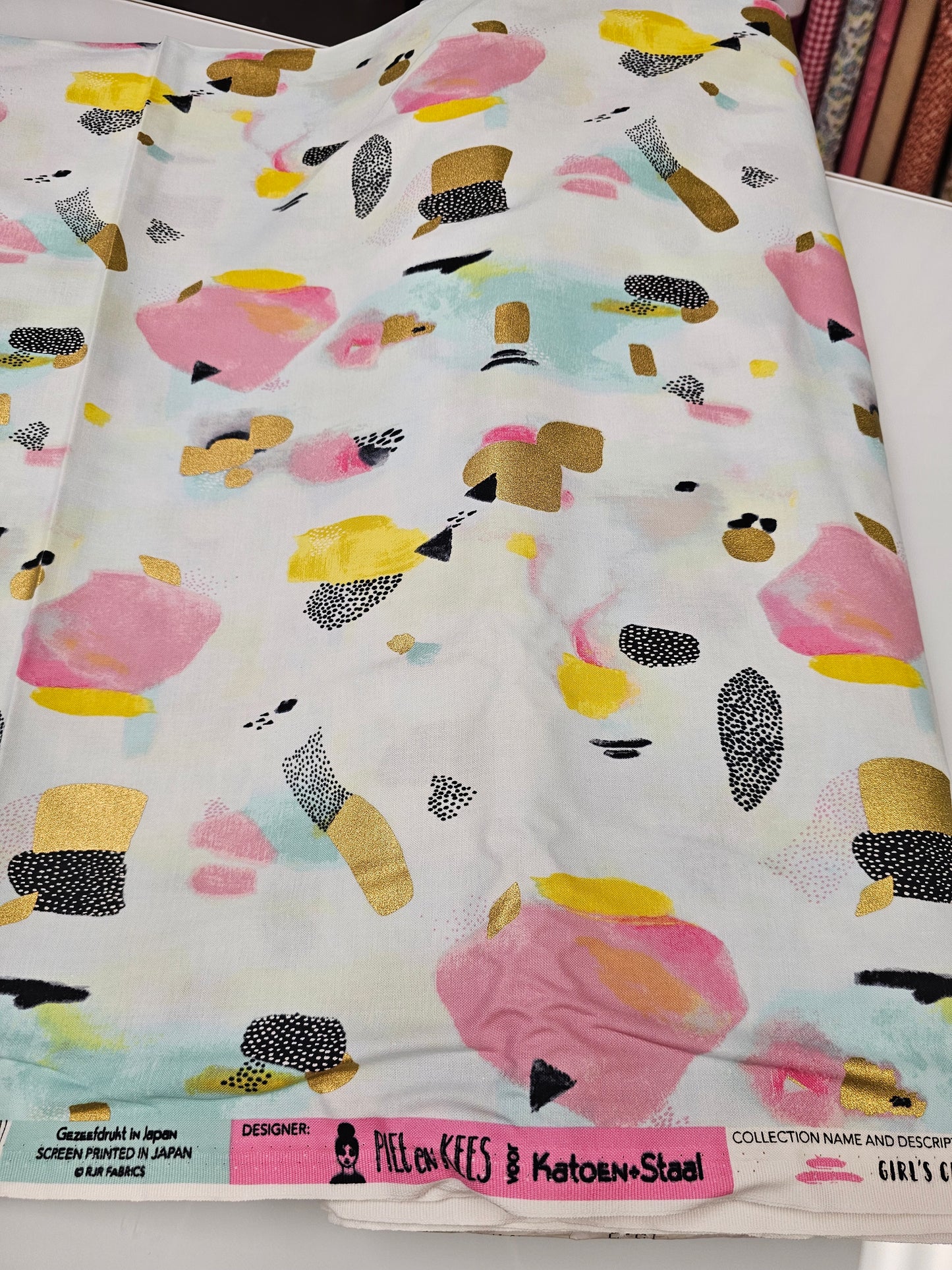 Cotton + Steel Girl's Club Pastel Parade Pink Metallic