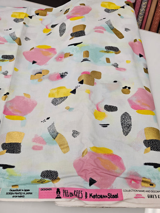 Cotton + Steel Girl's Club Pastel Parade Pink Metallic