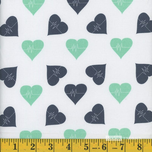 8141 Mook Fabrics Tossed Heartbeat 1 Green 110839