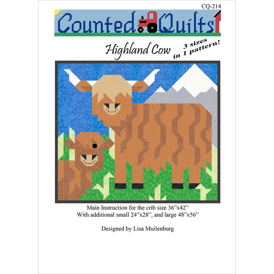 P2086 Highland Cow Pattern by Quilt Woman; 3 sizes included