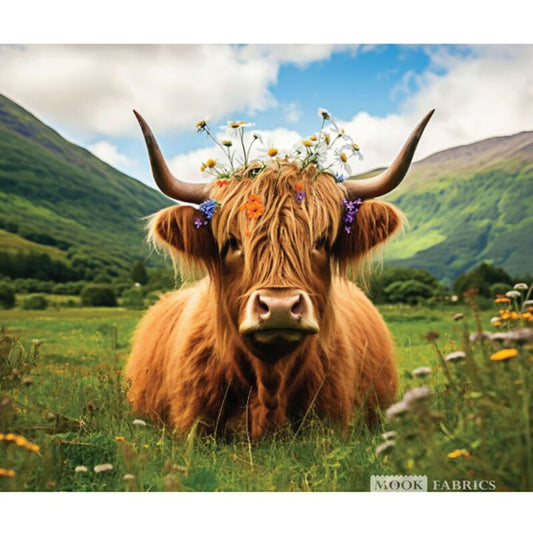 PANL-452 Mook Fabrics Panel Highland Cow Multi 36" Panel