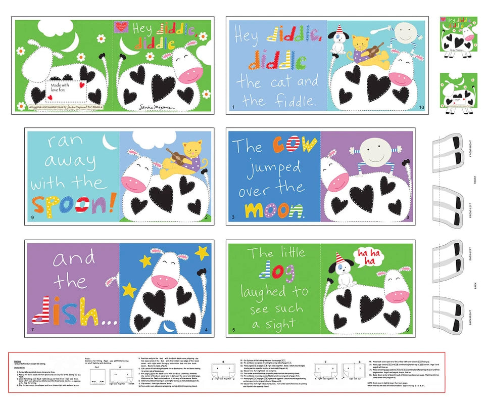 PANL-459 Studio E Fabrics Soft Book Panel  Huggable and Loveable Hey Diddle Diddle 5057P-1 Multi
