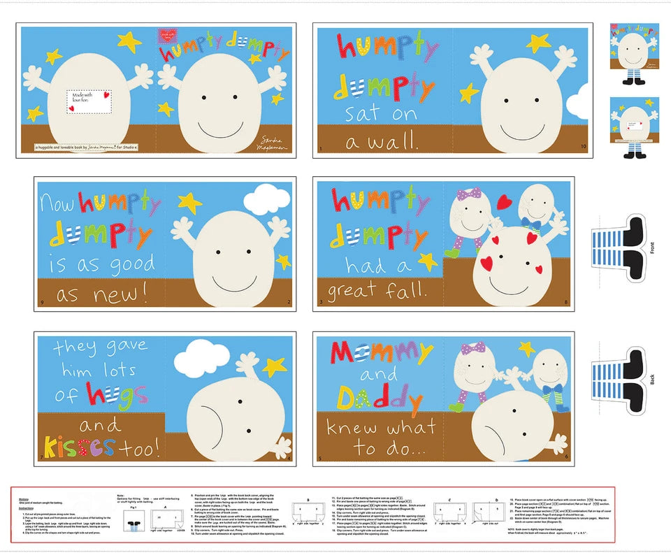 PANL-458 Studio E Fabrics Soft Book Panel Huggable and Loveable Humpty Dumpty 5056P-1