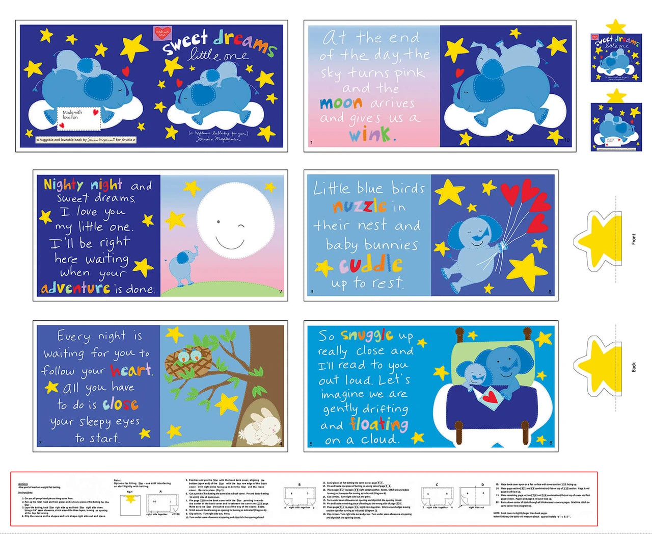 PANL-461 Studio E Fabrics Soft Book Panel Huggable and Loveable Sweet Dreams Little One 5820P-1