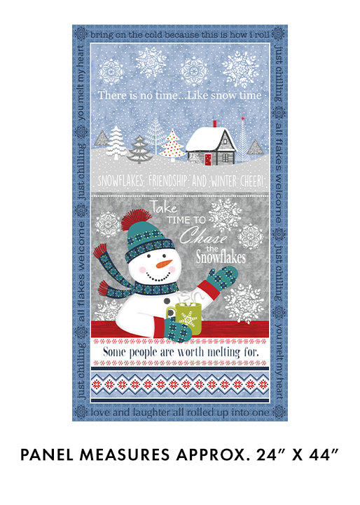 PANL-463 Benartex Designer Fabrics Panel Nordic Cabin Panel Blue/Multi Snowman 24"
