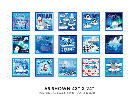 PANL-466 Benartex Designer Fabrics Panel Arctic Friends Boxes White 1453209B