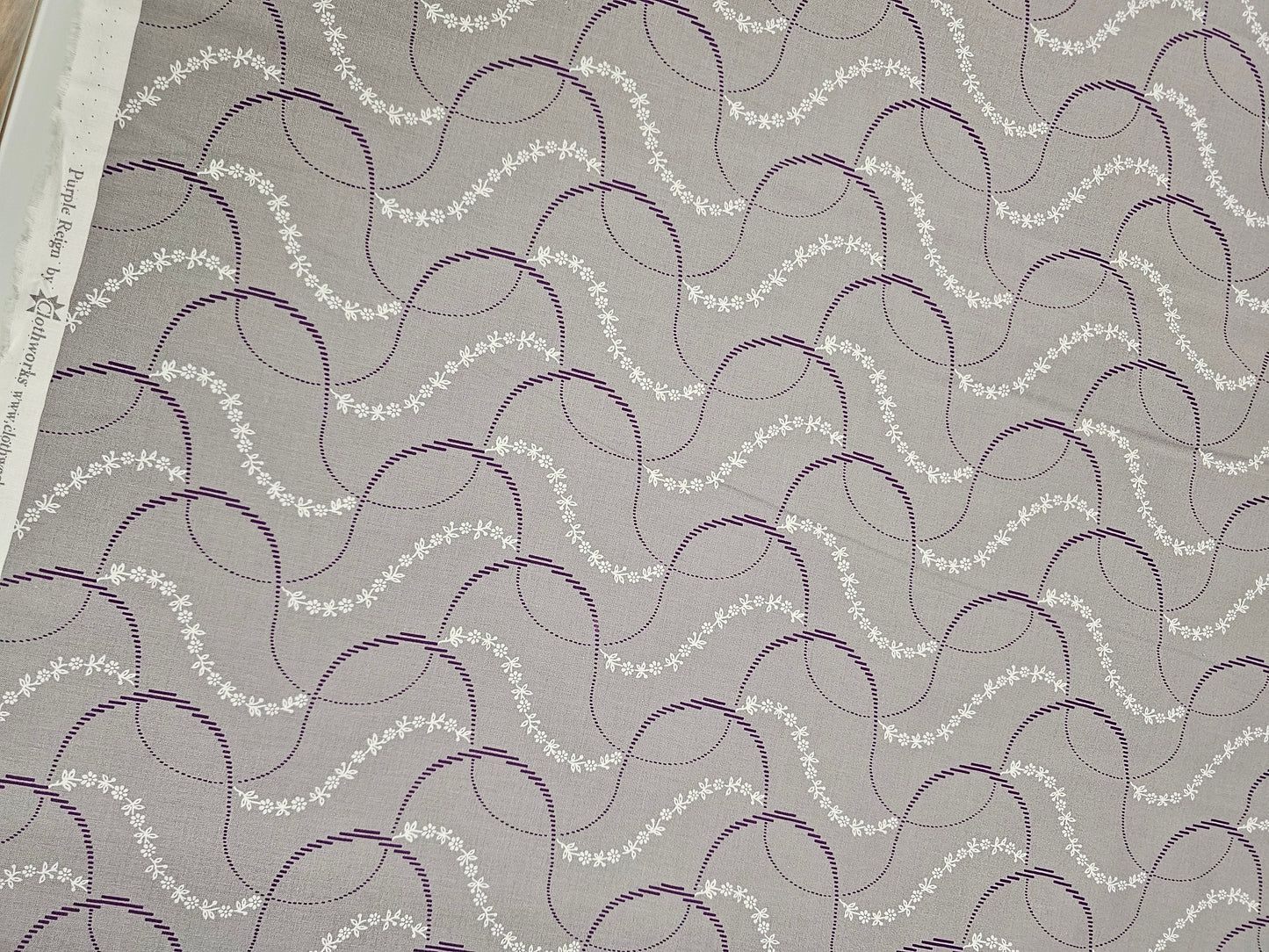Clothworks Purple Reign Geometric Light Pewter