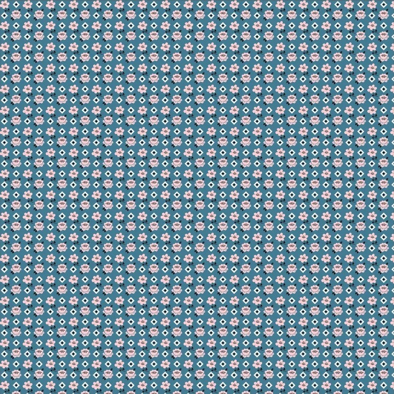 Poppie Cotton Farmgirls Unite Gritty Gal Blue FG20718