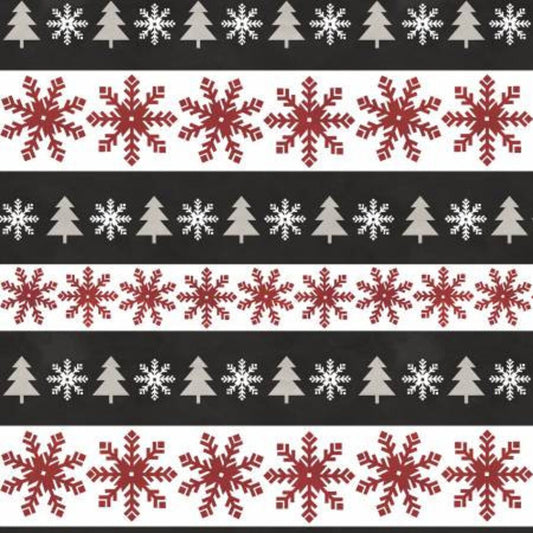 9442 Riley Blake Flannel Hello Winter Stripes Black F11942