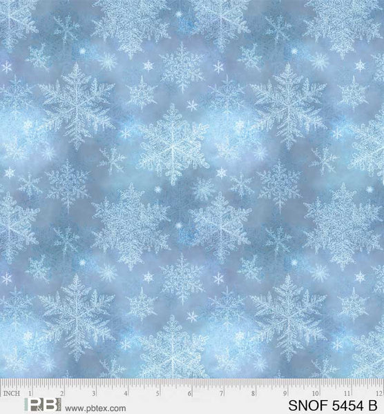 1788 P&B Textiles Snowfall Layered Snowflakes Blue SNOF05454B