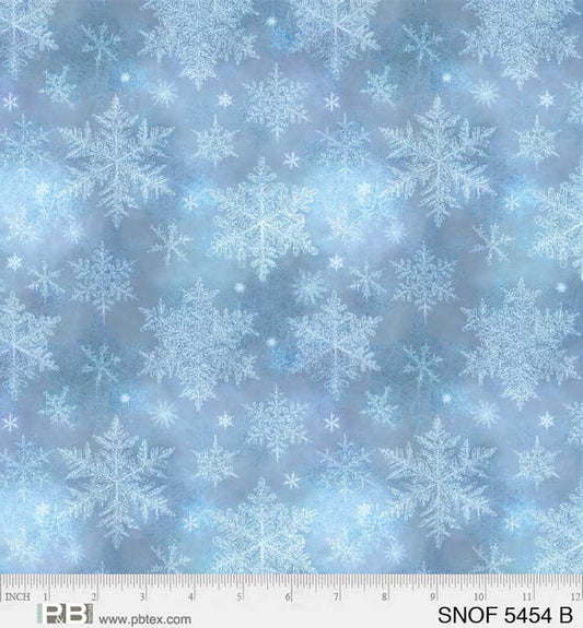 1788 P&B Textiles Snowfall Layered Snowflakes Blue SNOF05454B