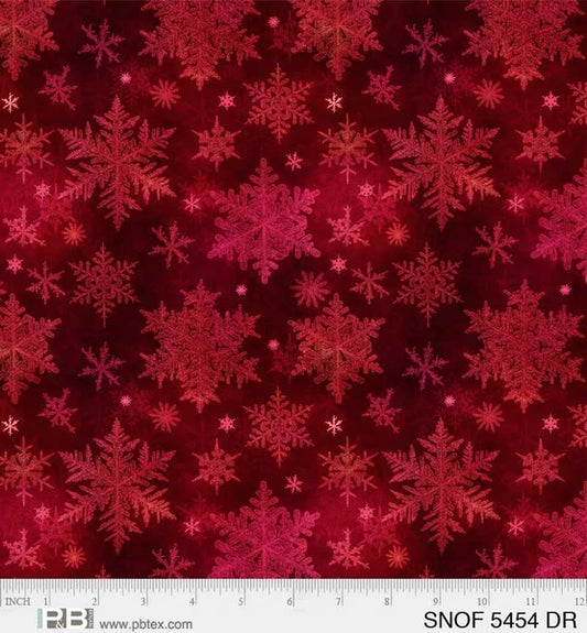 1803 P&B Textiles Snowfall Layered Snowflakes Dark Red SNOF05454DR