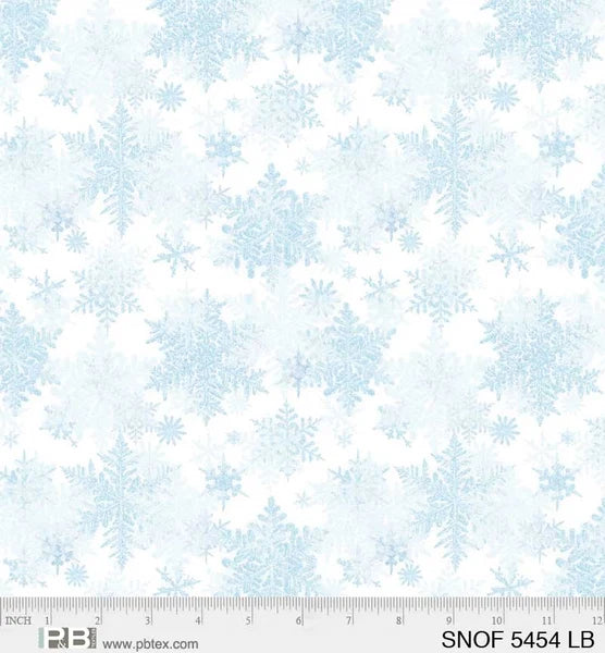 1813 P&B Textiles Snowfall Layered Snowflakes Light Blue SNOF05454LB