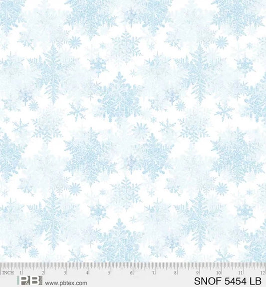 1813 P&B Textiles Snowfall Layered Snowflakes Light Blue SNOF05454LB