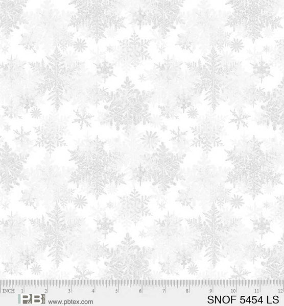 1814 P&B Textiles Snowfall Layered Snowflakes Light Silver SNOF05454LS