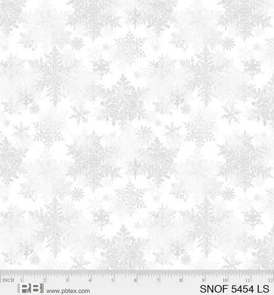 1814 P&B Textiles Snowfall Layered Snowflakes Light Silver SNOF05454LS