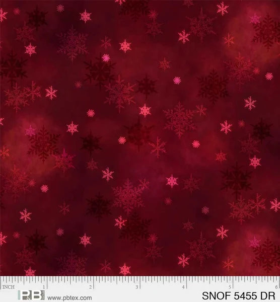1822 P&B Textiles Snowfall Mini Snowflakes Dark Red SNOF05455DR