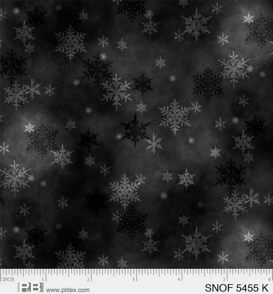 1820 P&B Textiles Snowfall Mini Snowflakes Black SNOF05455K