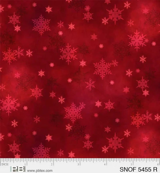 1819 P&B Textiles Snowfall Mini Snowflakes Red SNOF05455R