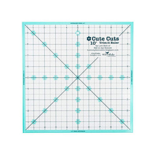 T1021 Lori Holt Cute Cuts Trim It Acrylic 10"x10" Ruler