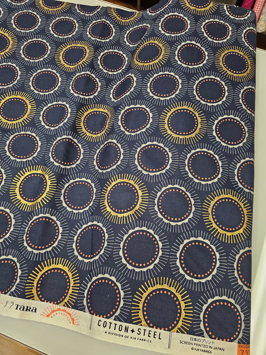 Cotton + Steel Kibori Tara Navy Metallic