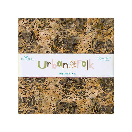 X1004 Riley Blake Batiks Urban Folk 10" Stacker Squares 42 pieces