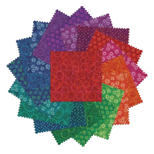 X2040 Benartex Designer Fabrics Bali Batiks Effects 5" Squares 42pcs