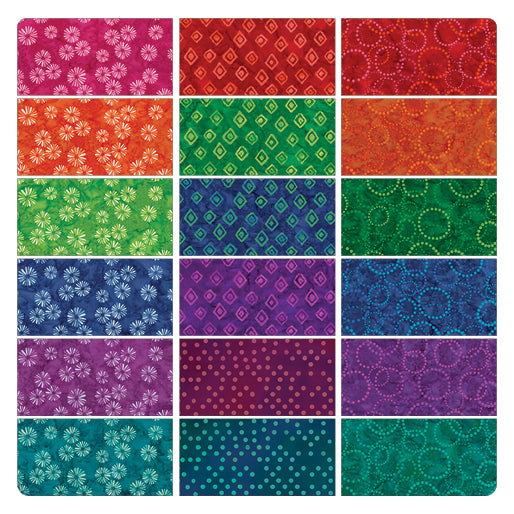 X2040 Benartex Designer Fabrics Bali Batiks Effects 5" Squares 42pcs