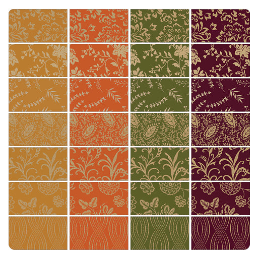 X2041 Benartex Designer Fabrics Harvest Keepsakes 5" Squares 42pcs