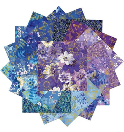 X2042 Benartex Designer Fabrics Metallic Impressions 5" Squares 42 pcs