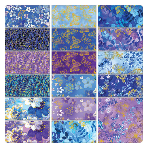 X2042 Benartex Designer Fabrics Metallic Impressions 5" Squares 42 pcs
