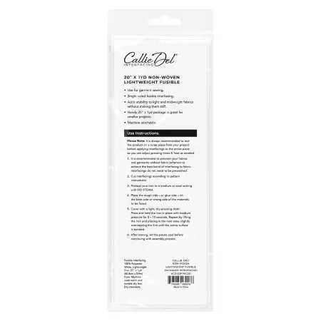 B1002 Callie Del Non-Woven Lightweight Fusible 20 inch x 1 yard