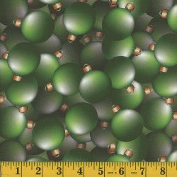 1015 Mook Fabrics Christmas Baubles Green Ornaments 122162