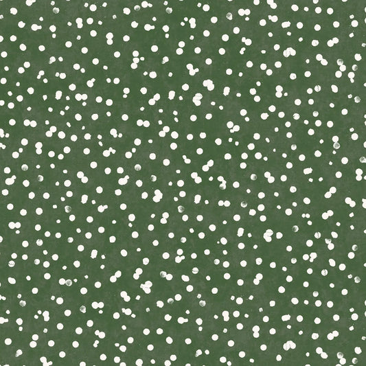 3133 Maywood Studio Winter Wreaths Scattered Snow Green MAS10885-G