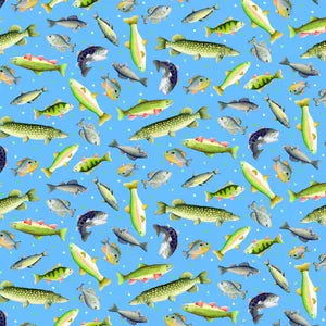 2018 Benartex Designer Fabrics Sail Away Gone Fishing Light Blue 1444450B