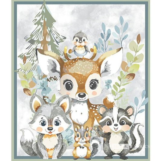 PANL-434 Mook Fabrics Panel Fawn & Friends Multi Panel 138925