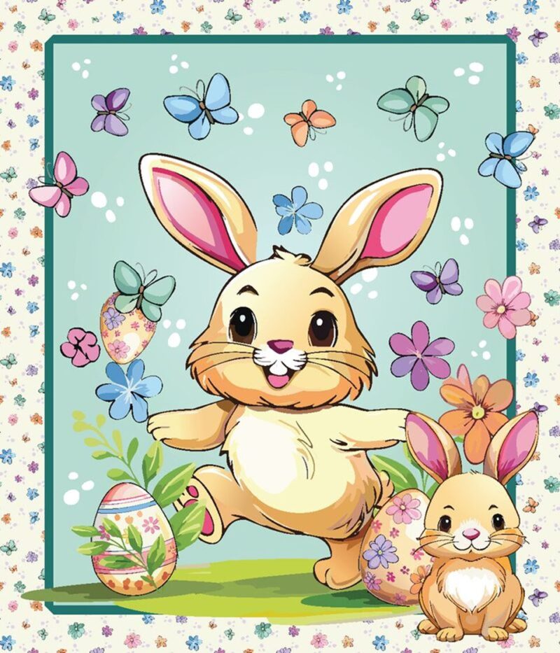 PANL-438 Mook Fabrics Panel Hoppy Easter Multi 142118