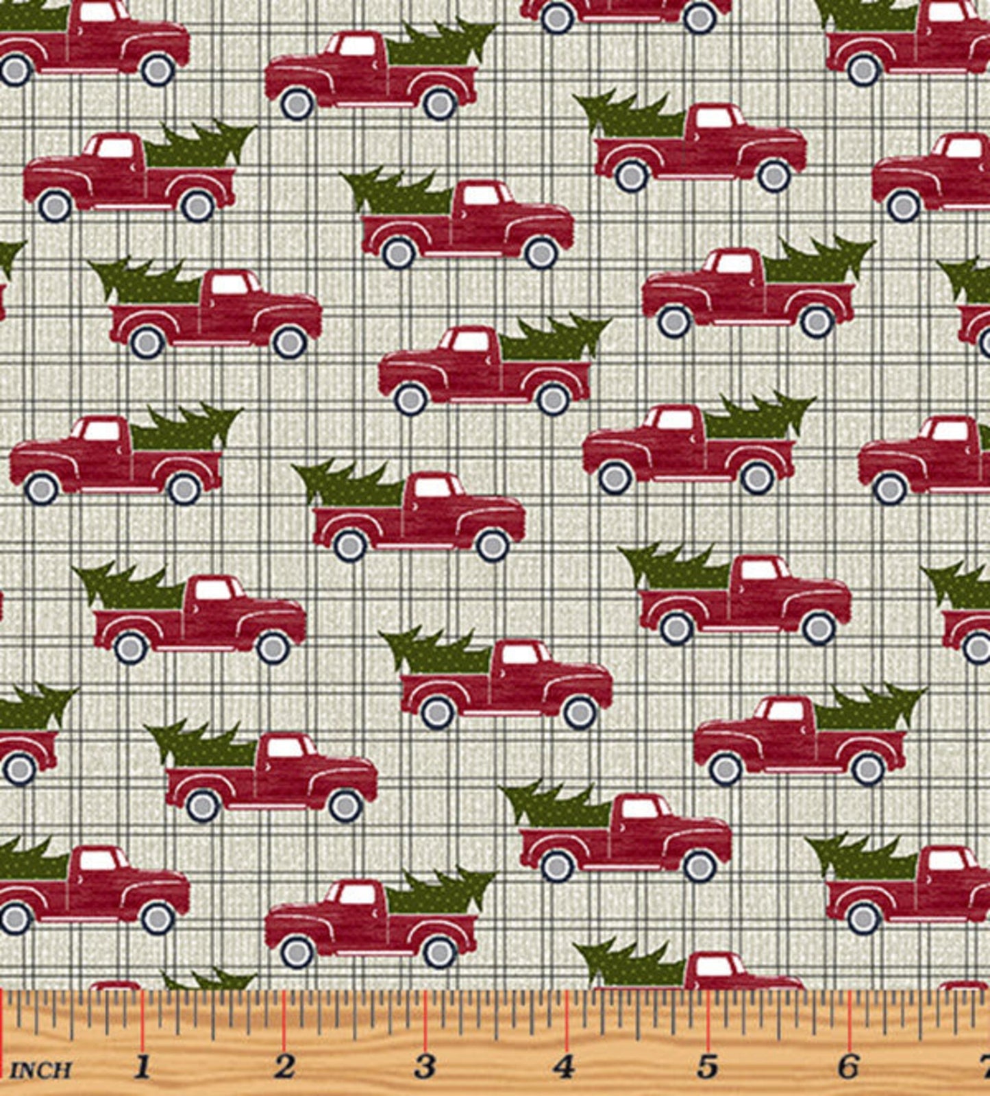 Benartex A Jingle Bell Christmas Red Truck Holiday in Steel P10312-15