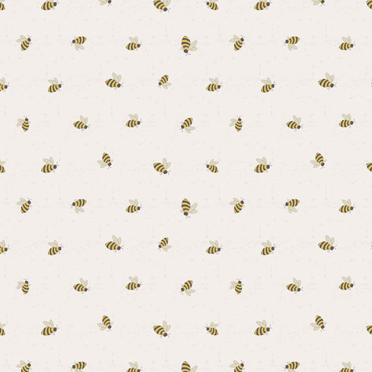 Clothworks Happy Day Farm Bees Light Khaki Y3564-11