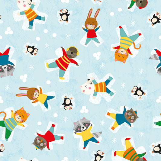 Clothworks Snow Fun Snow Angels Light Turquoise Y3593-100