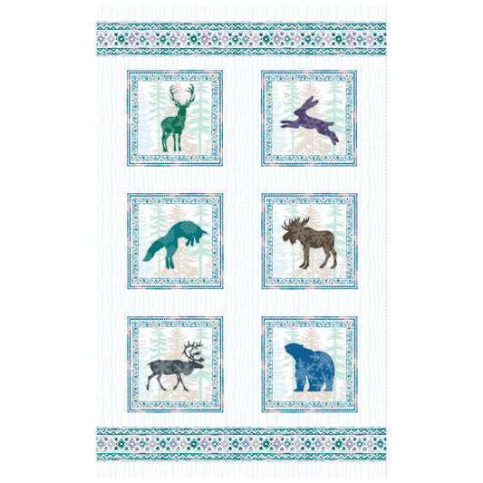 Clothworks Scandinavian Winter Dig 27" Nordic Animals Panel Multi Color Y3612-55