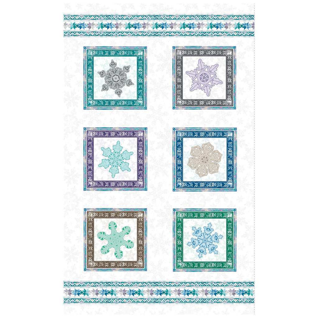 Clothworks Scandinavian Winter Dig 27" Ice Crystals Panel Multi Color Y3613-55
