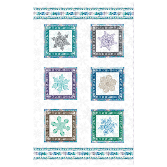 Clothworks Scandinavian Winter Dig 27" Ice Crystals Panel Multi Color Y3613-55