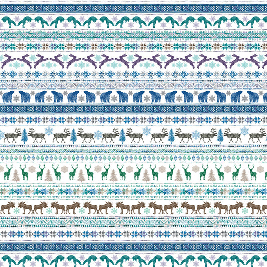 Clothworks Scandinavian Winter Fair Isle Animals Multi Color Y3614-55