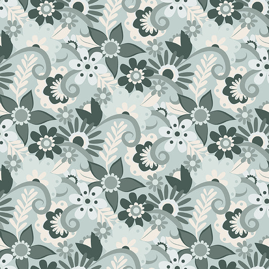 Clothworks Little Goldi Floral Light Teal Y3669-103