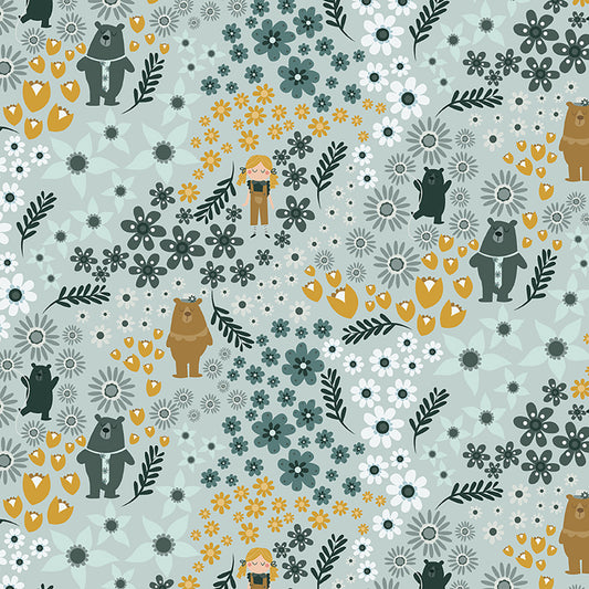 Clothworks Little Goldi Meadow Light Teal Y3670-103